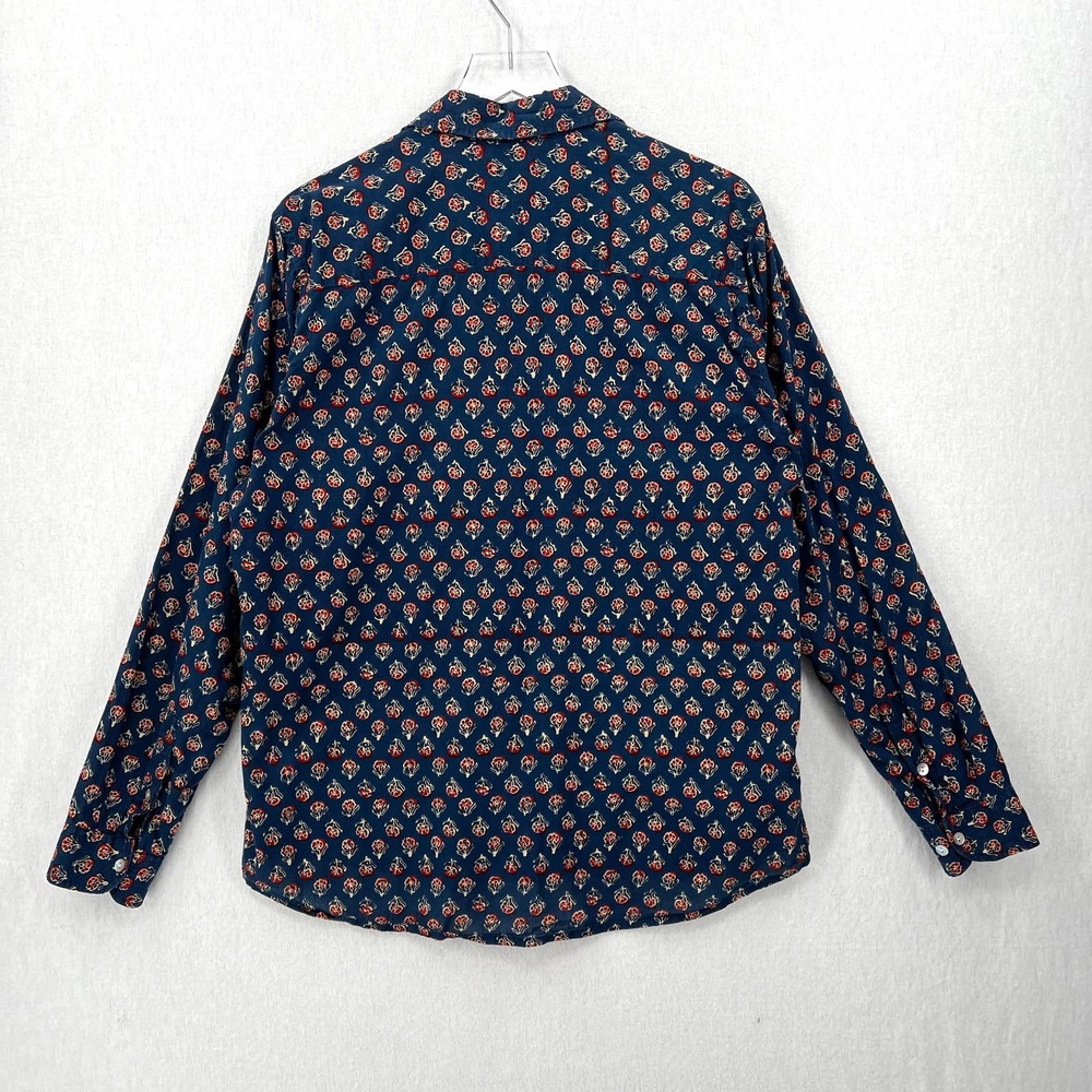 PAX PHILOMENA Shirt Men Button up Large Blue Block Print Maximillian Long Sleeve - Picture 4 of 12